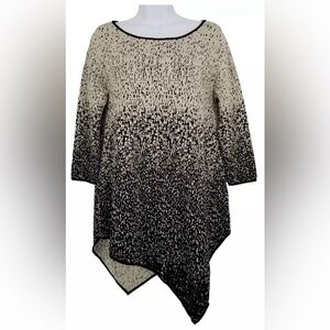 Chelsea & Theodore Gold Black Sparkle Knit Asymmetrical Sweater XL